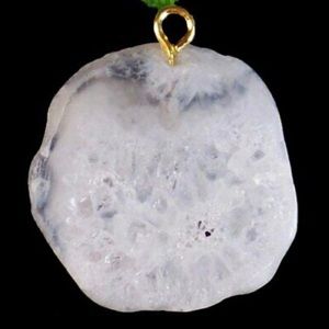 Small White Druzy Geode Agate Slice Pendant
